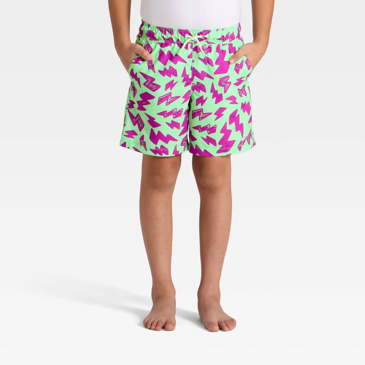 Boys' Thunder Bolt Trunk Swim Shorts - Cat & Jack™ Vibrant Green/Purple | Target