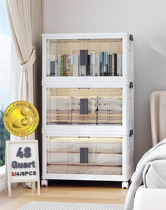 OlarHike 144QT Lockable Storage Bins with Lids - Folding Storage box with Doors and Wheels, Colla... | Amazon (US)