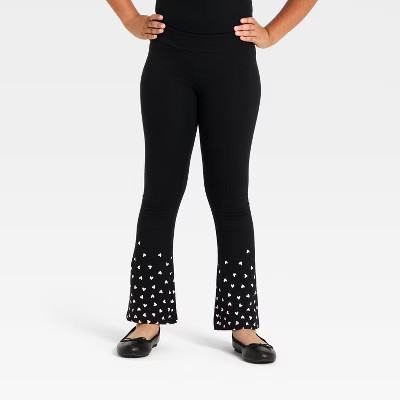 Girls' Flare Valentine's Day 'Heart' Leggings - Cat & Jack™ Black | Target