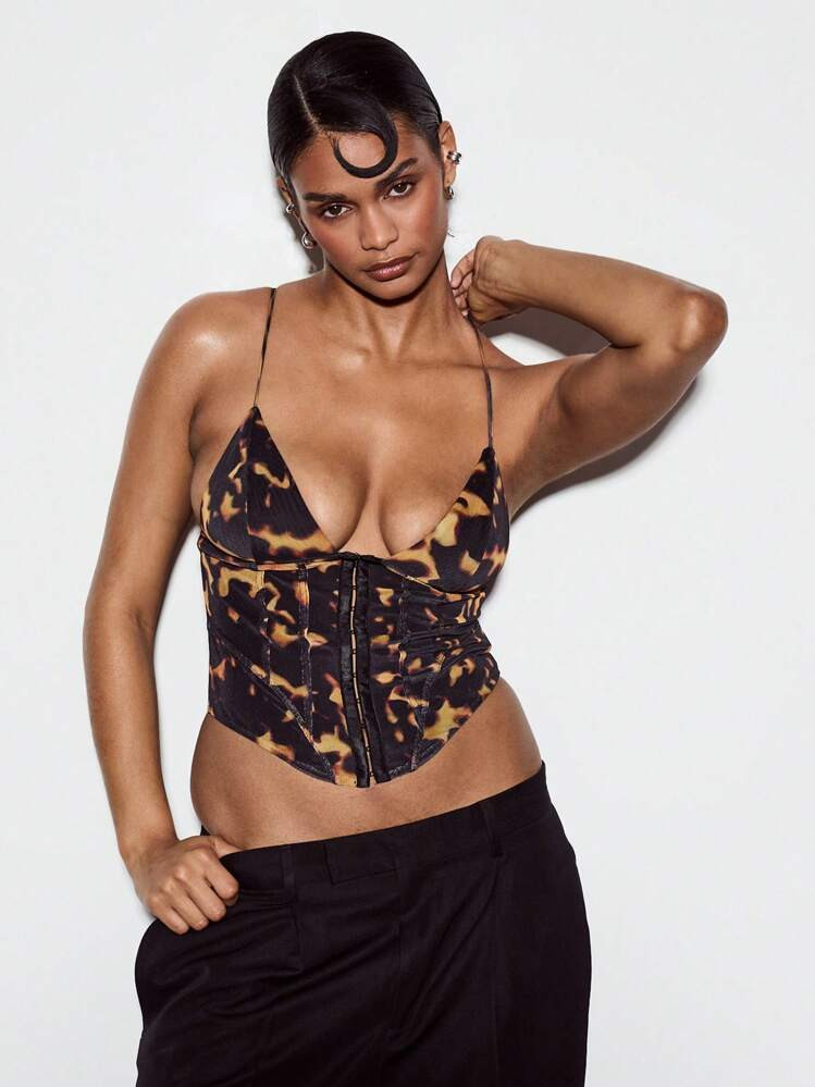 KIZN KIZN - F Women's Animal Print Bustier Corset Top Party Club Festival Fashion Y2K Sleeveless Crop Tank Statement Piece | SHEIN