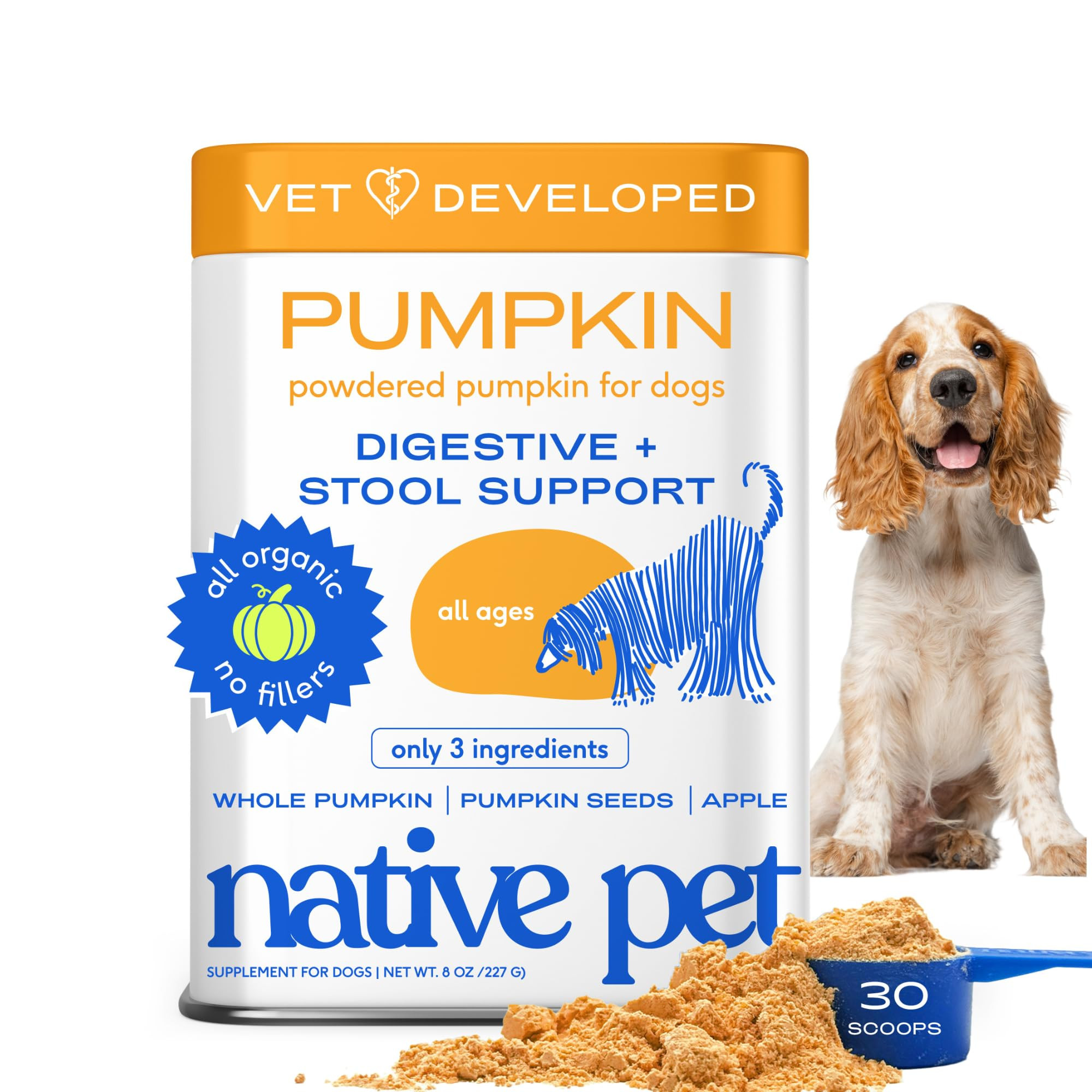 Native Pet Pumpkin for Dogs - Organic Powder Pumpkin Puree Dog Food Toppers -Rich in Fiber Supple... | Amazon (US)