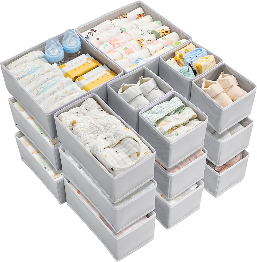 Vtopmart 18 Pack Baby Clothes Organizer, Dresser Drawer Organizer for Baby Clothing, Foldable Fab... | Amazon (US)