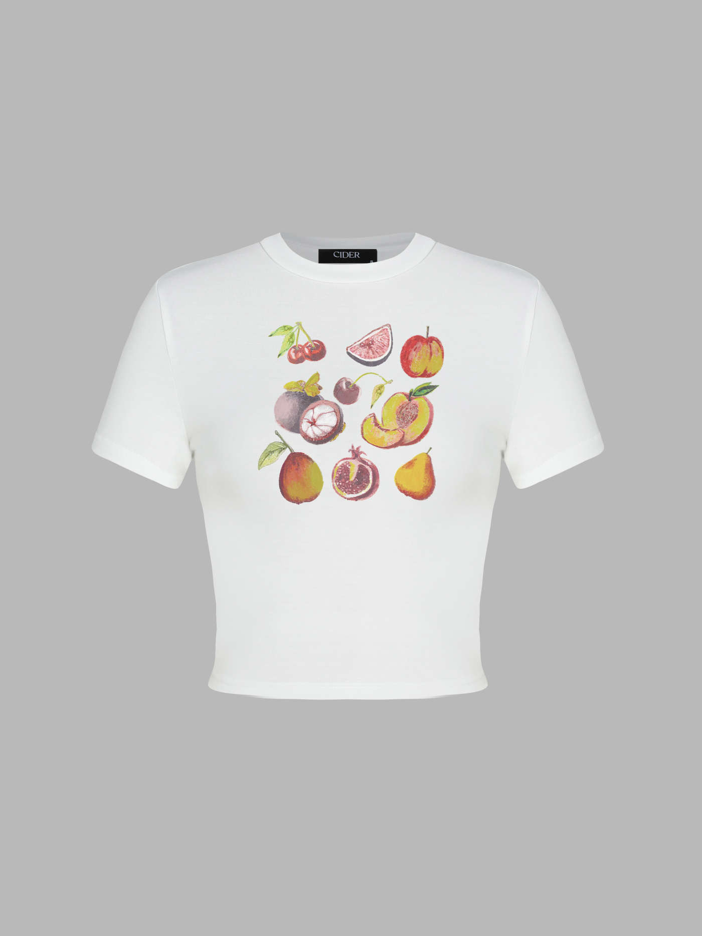 Knit Fabric Fruits Graphic Crop Short Sleeve Tee | Cider