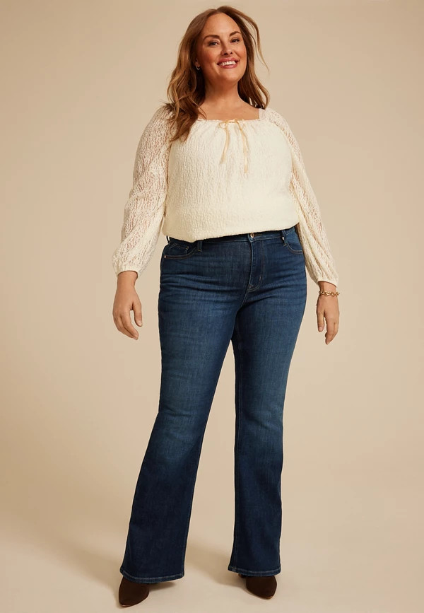 Plus Size edgely™ Dark High Rise Flare Jean | Maurices