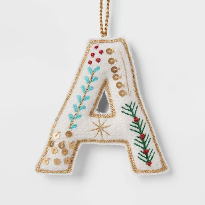 Embroidered Fabric Monogram Letter Christmas Tree Ornament - Wondershop™ | Target