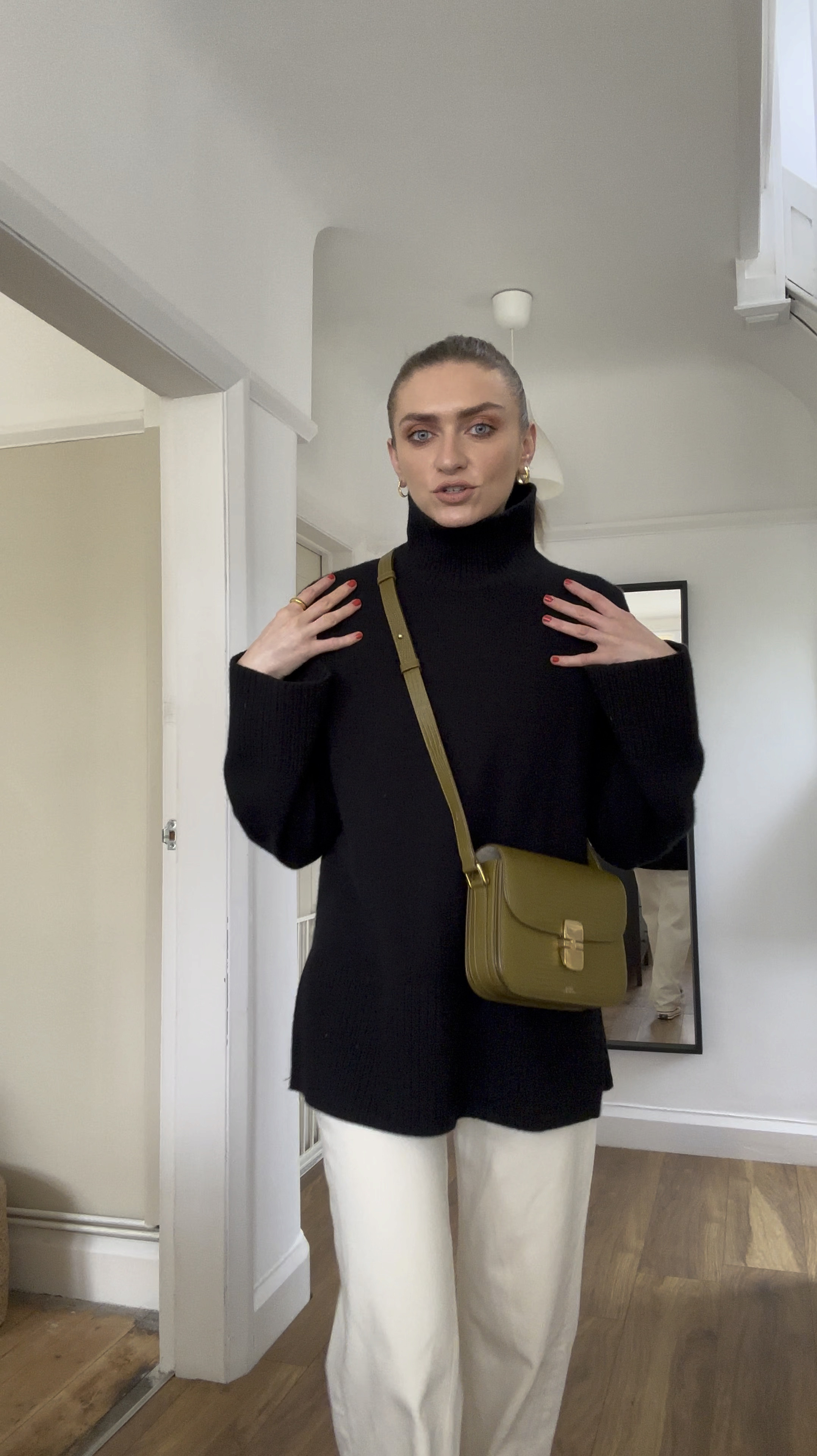 Today’s OOTD
Small in the black &OS high-beck jumper (exact and similar linked) 
26 in the &OS cream jeans 
Converse Chuck 70 hi-tops
APC Grace bag, mine is older so I’ve linked the newer versions and a similar one 