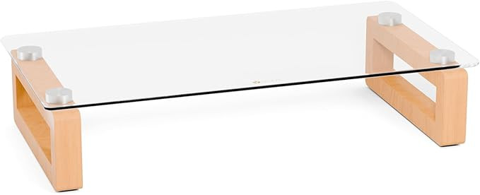 YEOUX Multi-Purpose Desktop Stand, Clear Floating Computer Monitor Riser with Natural Wood Base, ... | Amazon (US)