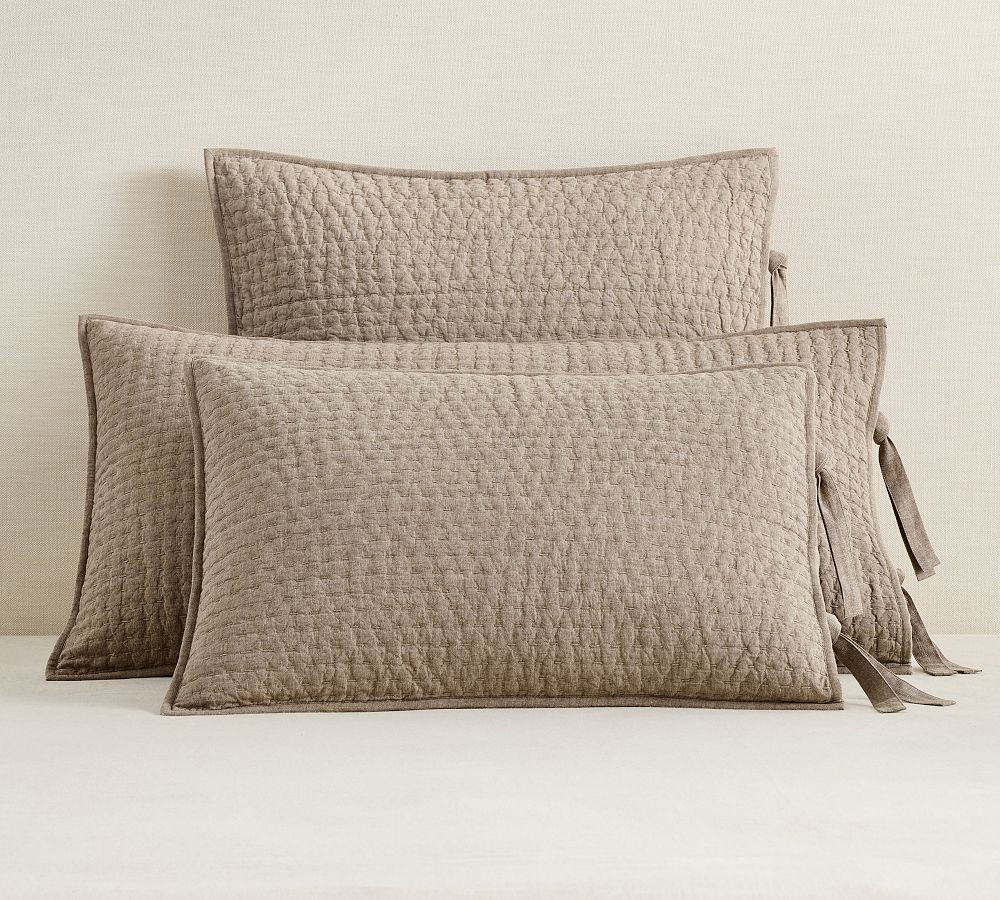 Pick-Stitch Handcrafted Cotton/Linen Quilted Sham | Pottery Barn (US)