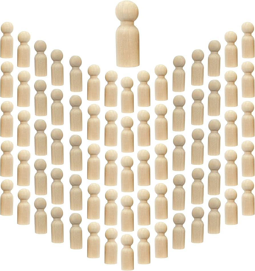 75 Pieces Wood Peg Dolls Unfinished Wooden People Craft Blank Family Figures 5/8 x 1-3/4 inch | Amazon (US)