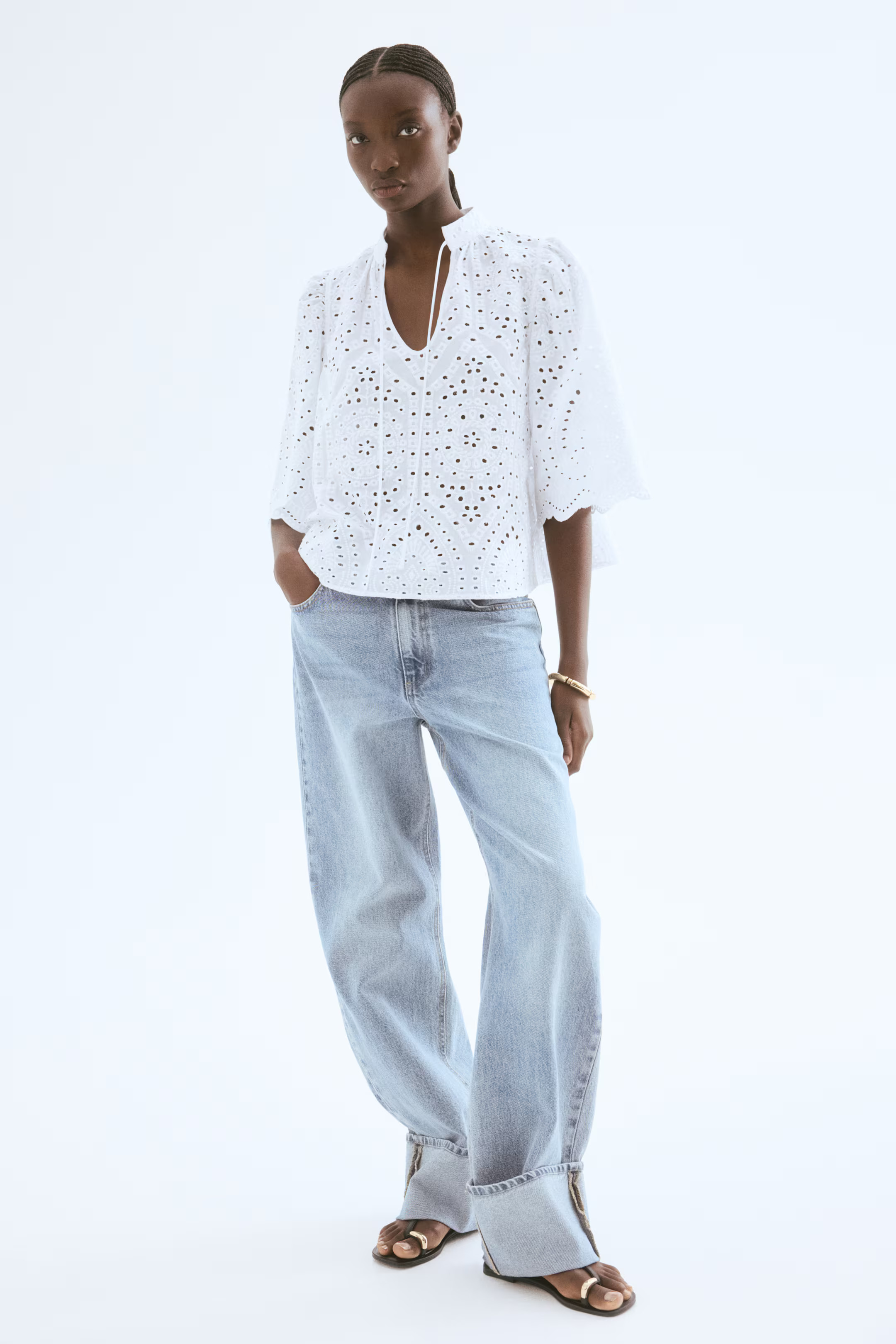 Blouse with Eyelet Embroidery | H&M (US + CA)