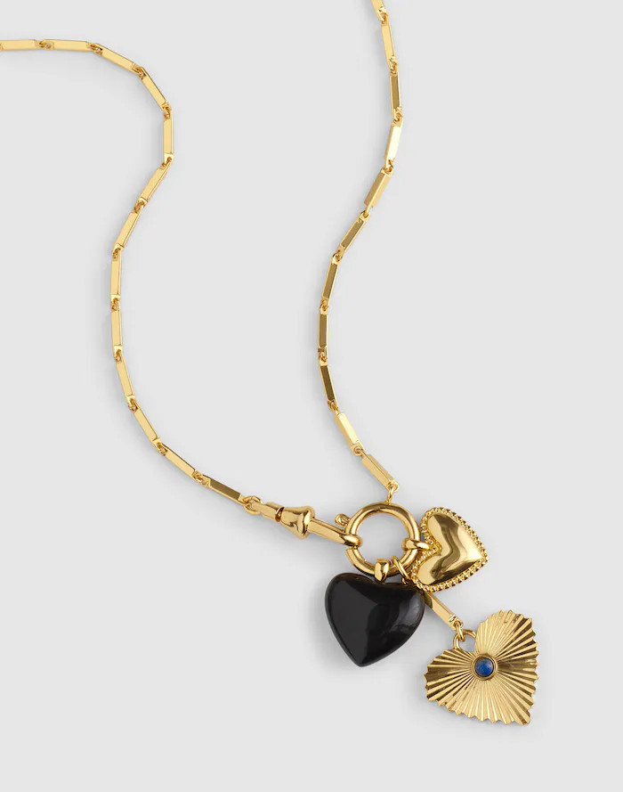 Engine Turned Lapis Heart Charm Necklace | Madewell