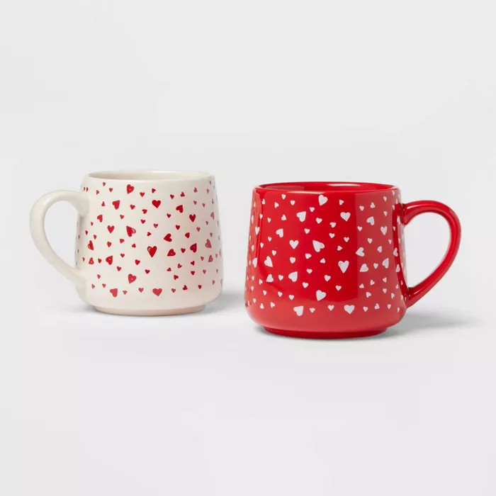 15oz 2pk Stoneware Hearts Mug Set - Threshold™ | Target