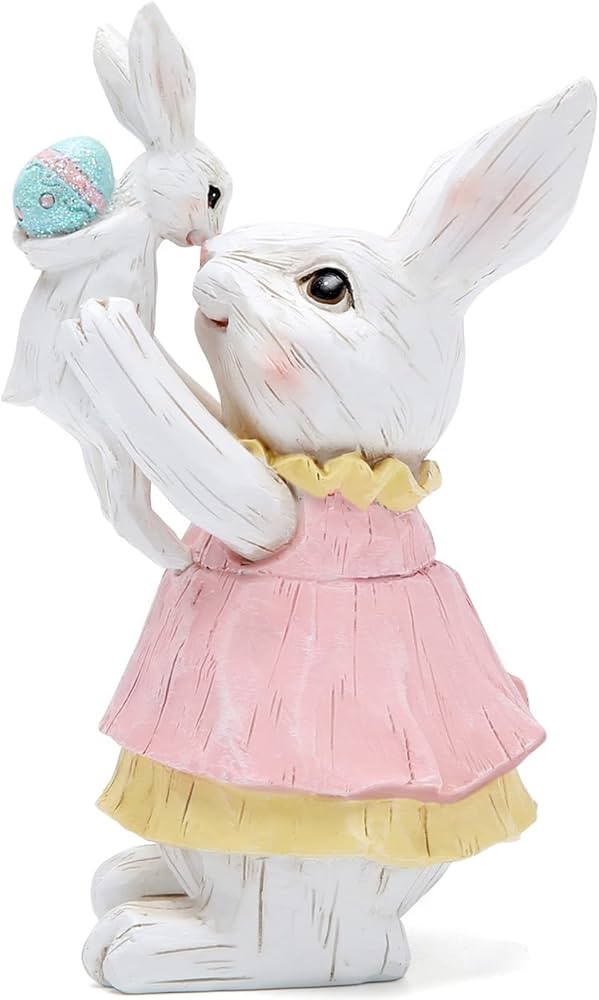 Hodao Easter Bunny Decorations Spring Easter Family Rabbit Decors Figurines Tabletopper Decorations  | Amazon (US)