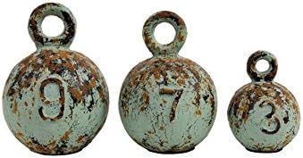 Creative Co-Op Heavily Distressed Round Resin Weights with Handles (Set of 3 Sizes) | Amazon (US)