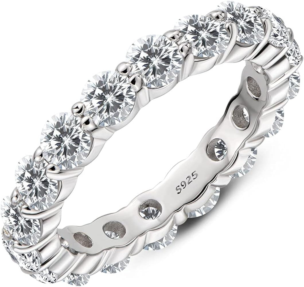 AINUOSHI Eternity Ring, 925 Sterling Silver Ring for Women, Emerald / Oval / Radiant / Round / Cu... | Amazon (US)