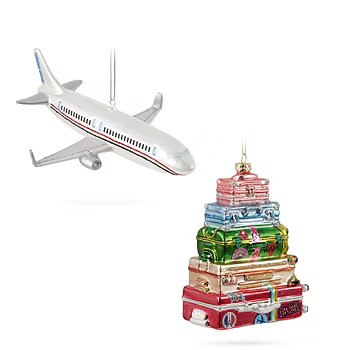North Pole Trading Co. Plane & Luggae 2-pc. Christmas Ornament | JCPenney