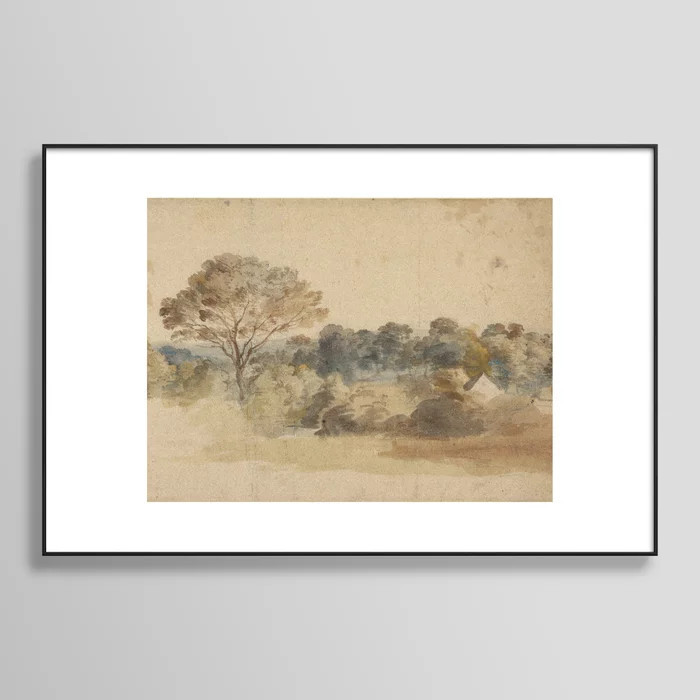 Vintage French Country Landscape Painting by Sir Anthony van Dyck, Neutral Artwork Framed Art Pri... | Society6