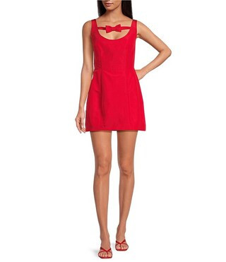 Damaris Bailey Marissa Silk Bow Scoop Neck Sleeveless Mini Dress | Dillard's | Dillard's