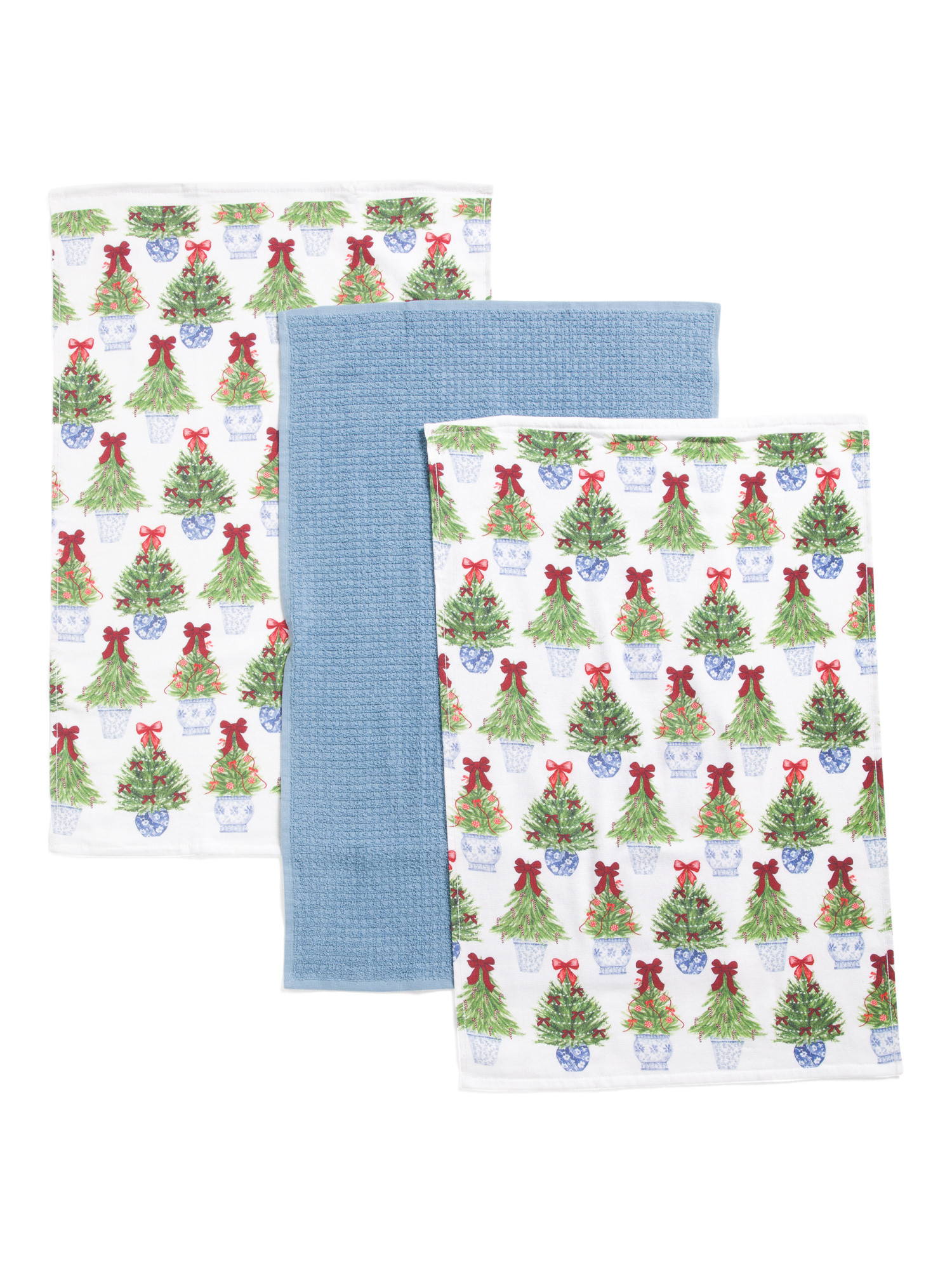 Set Of 3 Chinoiserie Christmas Trees Kitchen Towels | Marshalls