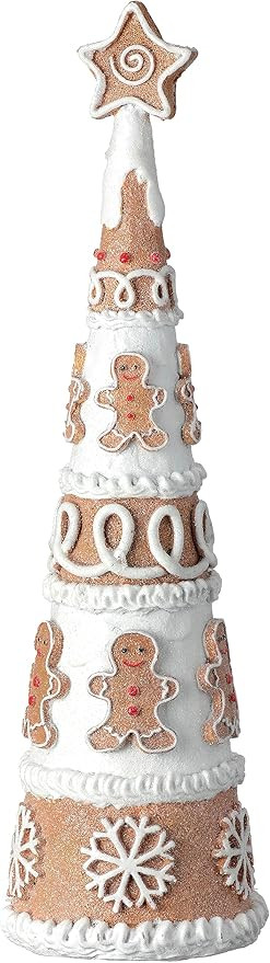 One Holiday Way 12.5-Inch Faux Gingerbread Cone Christmas Tree Tabletop Decoration – Table Xmas... | Amazon (US)