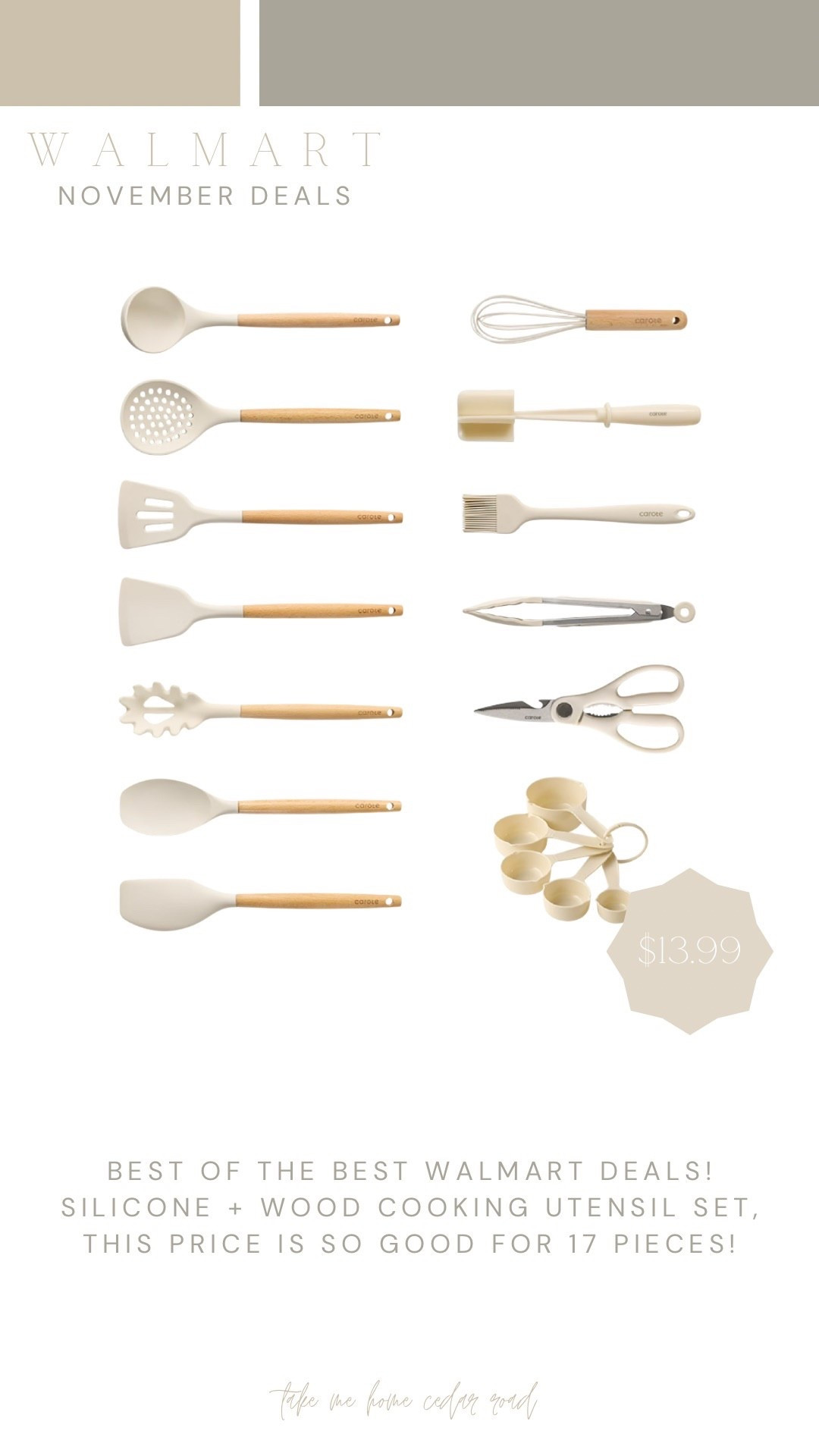 Walmart deals! Amazing price on these neutral kitchen utensils 

#LTKHome #LTKSaleAlert #LTKCyberWeek