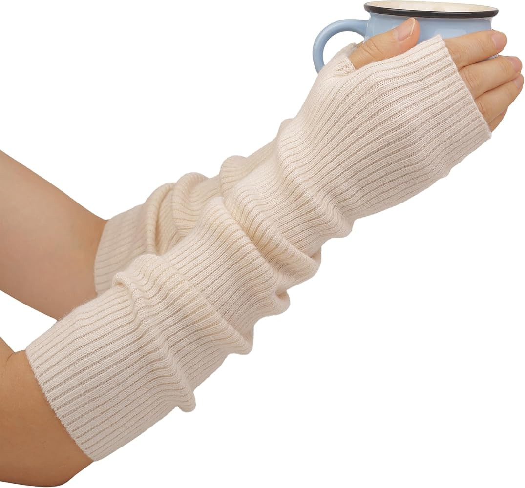 F Flammi Cashmere Blended Arm Warmer for Women Winter Fingerless Gloves Knit Mitten Gloves Wrist ... | Amazon (US)