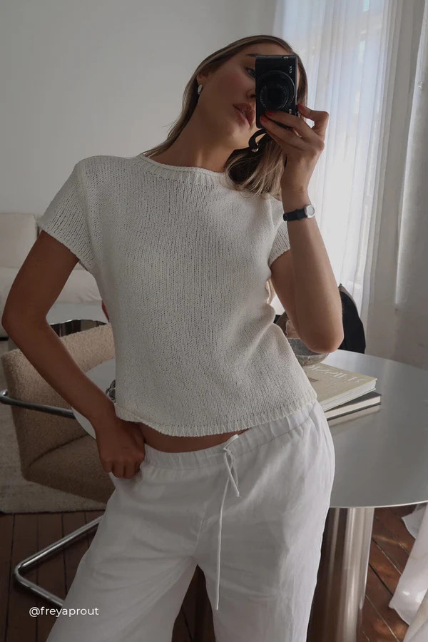 LEO OFF WHITE KNIT TOP | DISSH