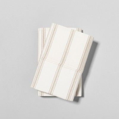 Pillowcase Set Organic Tic Stripe Sour Cream / Black - Hearth & Hand™ with Magnolia | Target