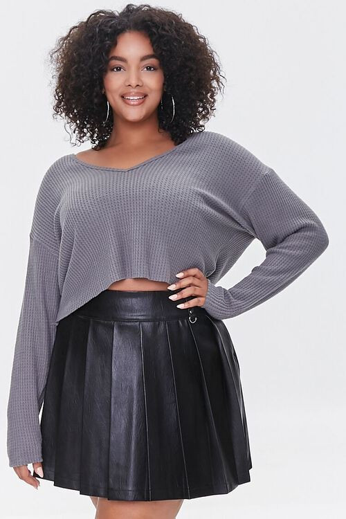 Plus Size Faux Leather Pleated Skirt | Forever 21 (US)