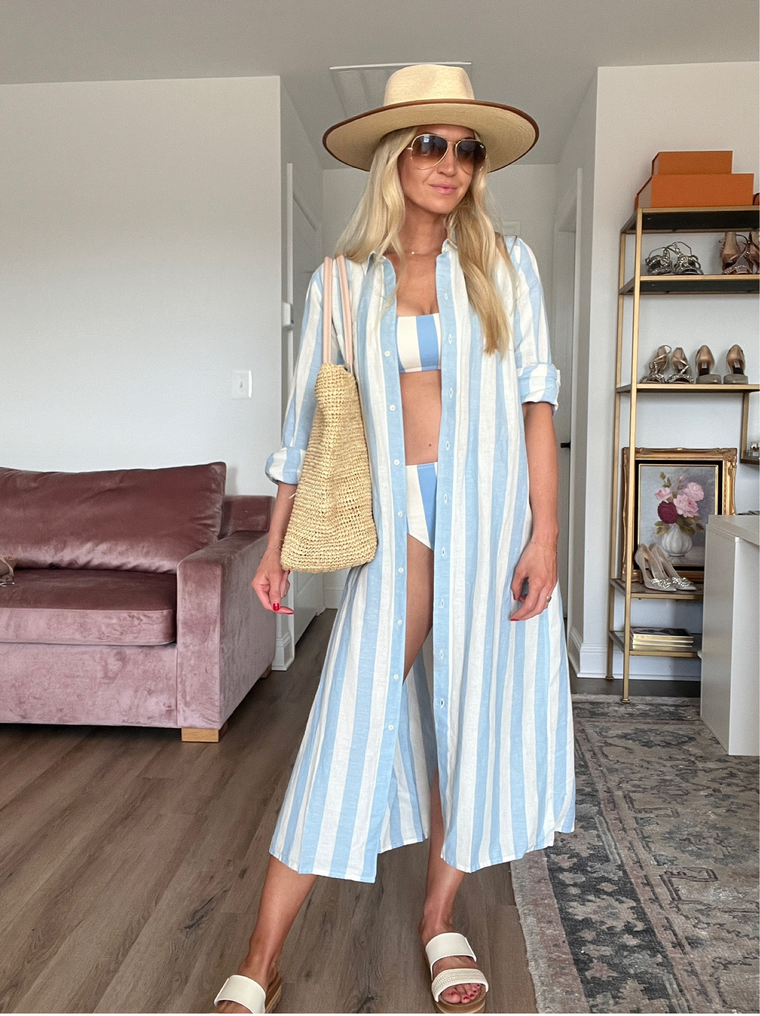 Everything I’m wearing with stripes is on major sale today! My suit is 50% off with code SHOPSALE and my coverup is 40% off. Wearing a size small in all  

#LTKswim #LTKunder100 #LTKsalealert