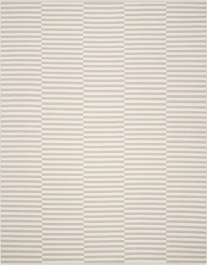 SAFAVIEH Montauk Collection Area Rug - 8' x 10', Ivory & Light Grey, Handmade Stripe Cotton, Idea... | Amazon (US)