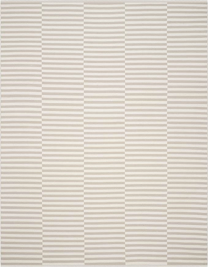 SAFAVIEH Montauk Collection Area Rug - 8' x 10', Ivory & Light Grey, Handmade Stripe Cotton, Idea... | Amazon (US)