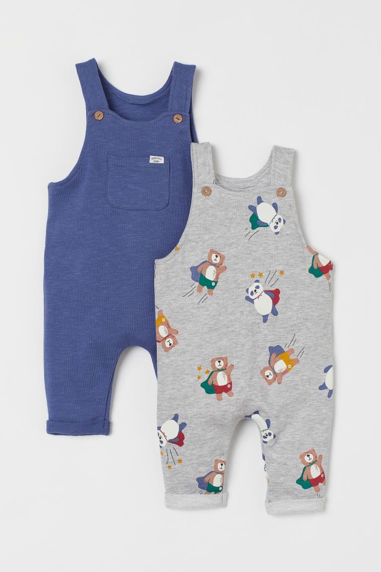 Overalls in lightweight, cotton sweatshirt fabric. Bib pocket, straps with buttons at front, and ... | H&M (US + CA)