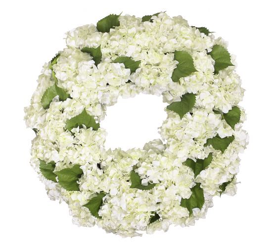 Faux Mixed White Hydrangea Wreath | Pottery Barn (US)