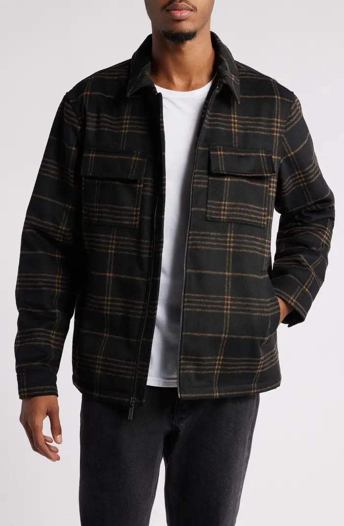 Plaid Flannel Zip-Up Shirt Jacket | Nordstrom