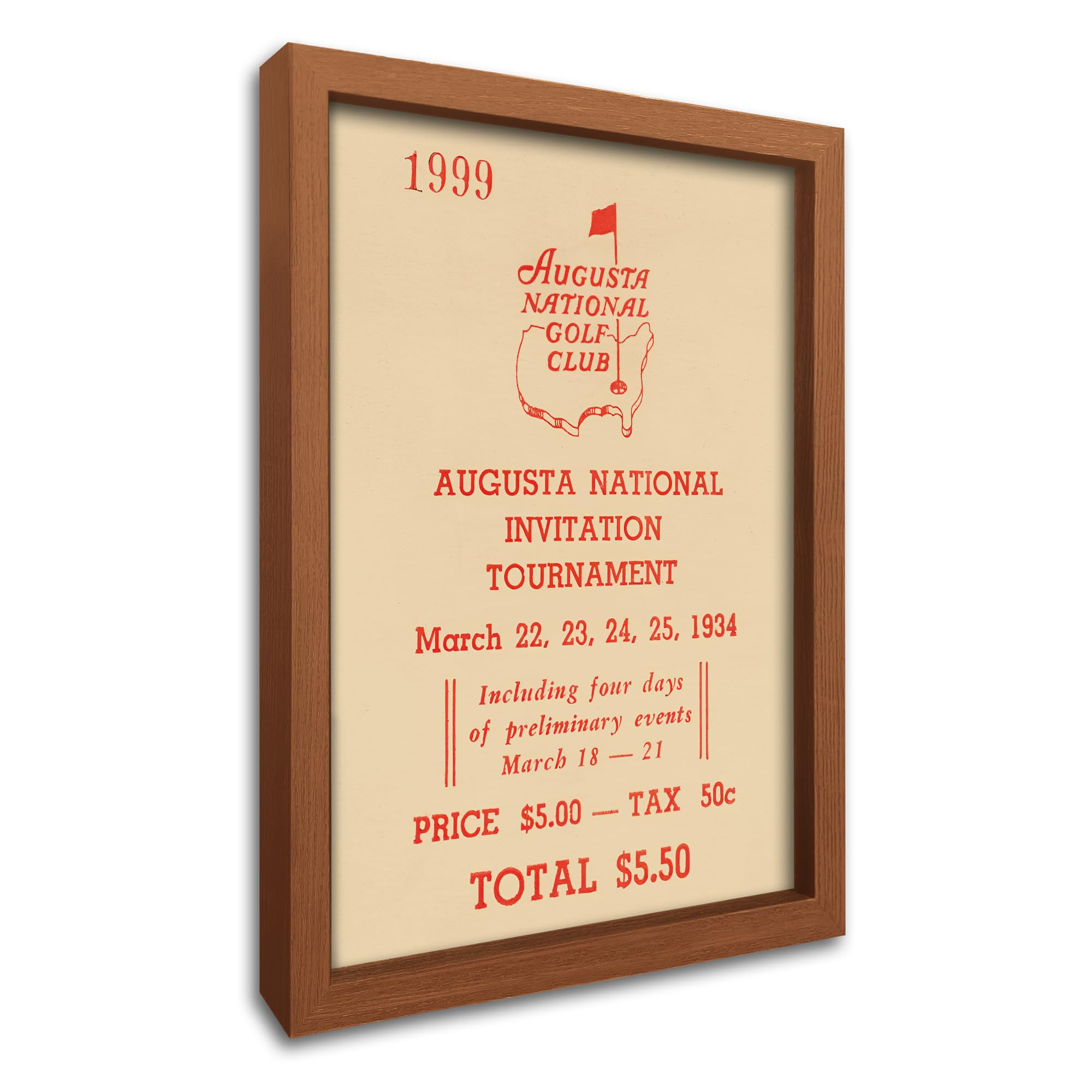 Framed Vintage Golf Wall Decor, Masters Golf Augusta National 1934 Tournament Wall Art Canvas Pos... | Amazon (US)
