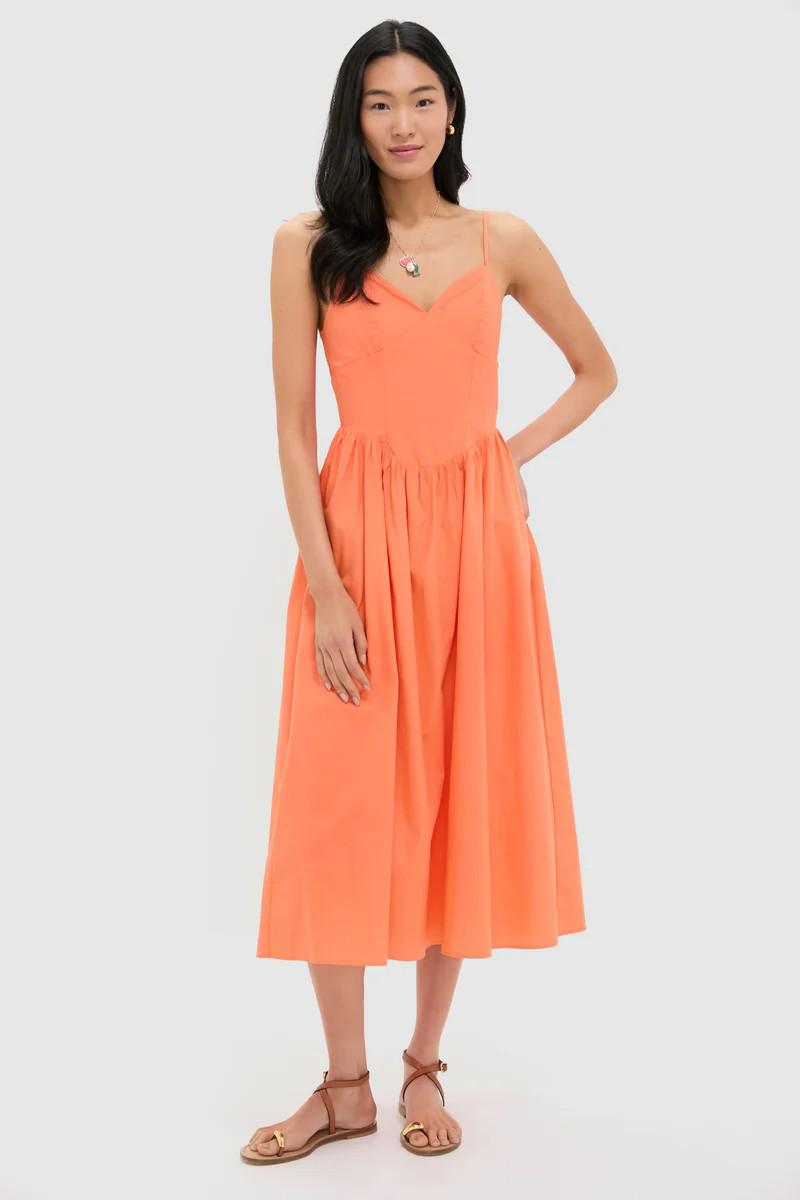 Orange V-Neck Midi Dress | Tuckernuck (US)