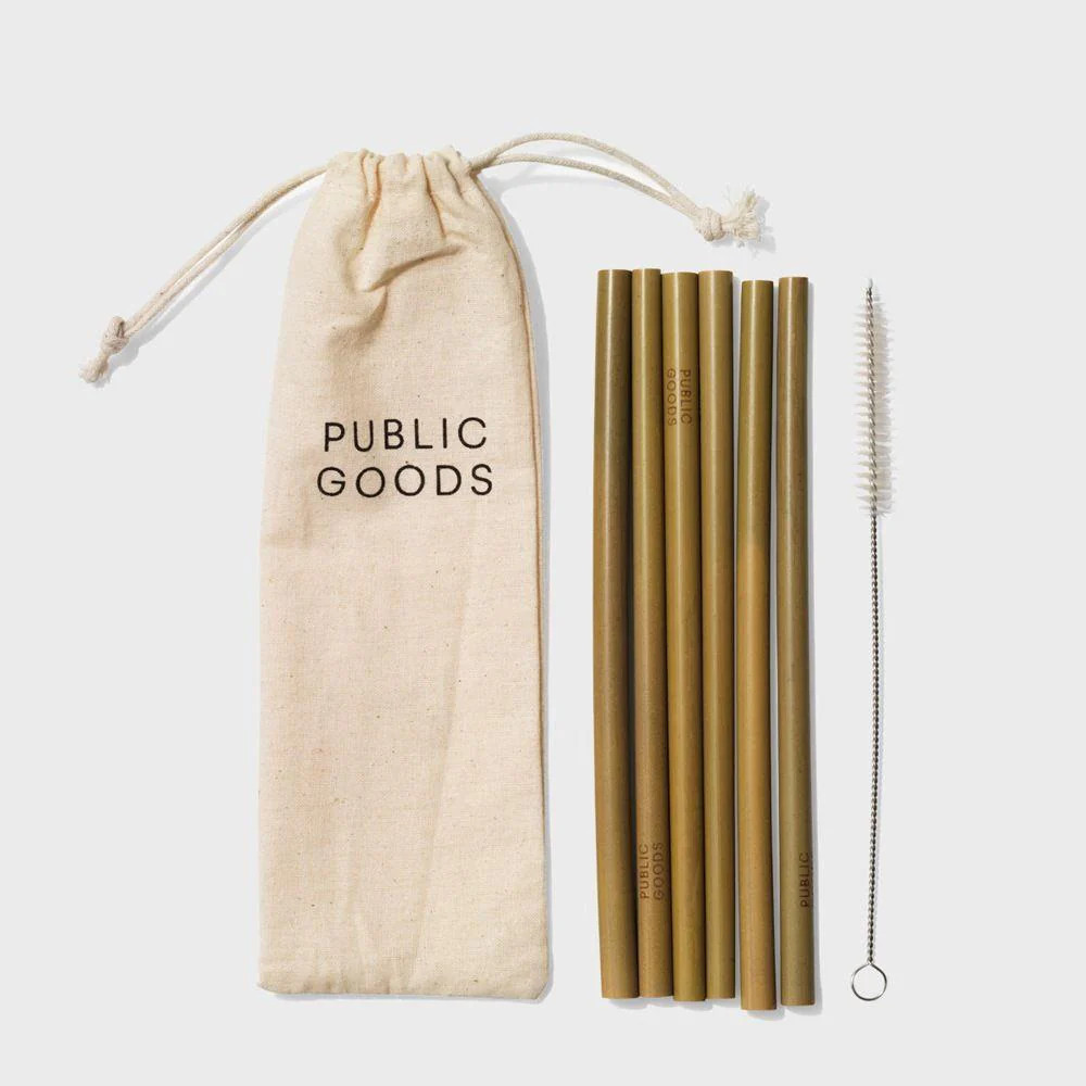 Bamboo Straws | All Natural, Eco Friendly, Zero Waste | 6 Count | Public Goods | Public Goods