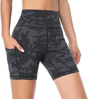 Amazon.com: DAYOUNG Women Yoga Shorts High Waist Tummy Control Workout Biker Running Athletic Com... | Amazon (US)