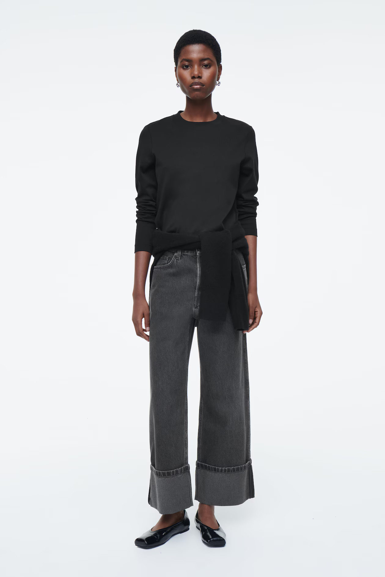FACADE TURN-UP STRAIGHT-LEG JEANS - BLACK | COS (EU)