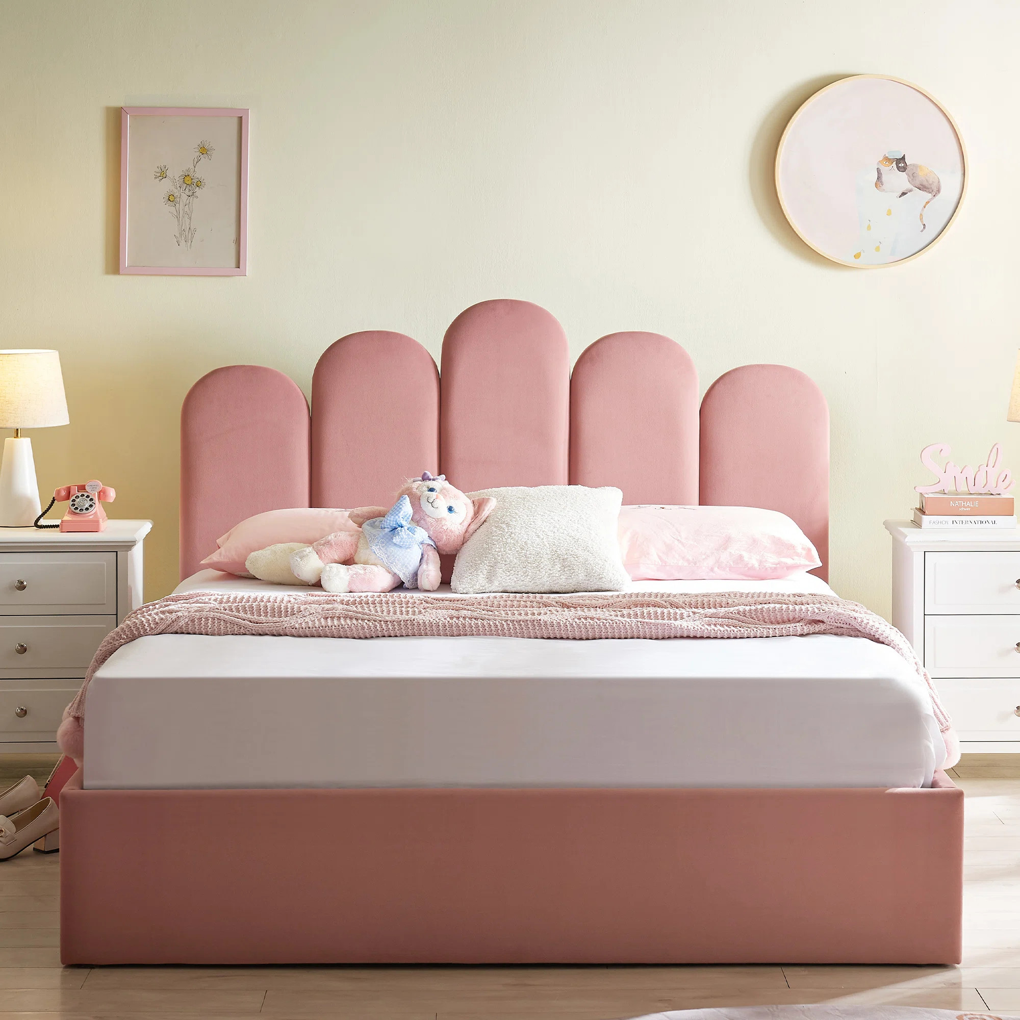 Latitude Run® Zuhaira Stylish Velvet Upholstered Platform Bed with Hydraulic Lift-Up Storage –... | Wayfair North America