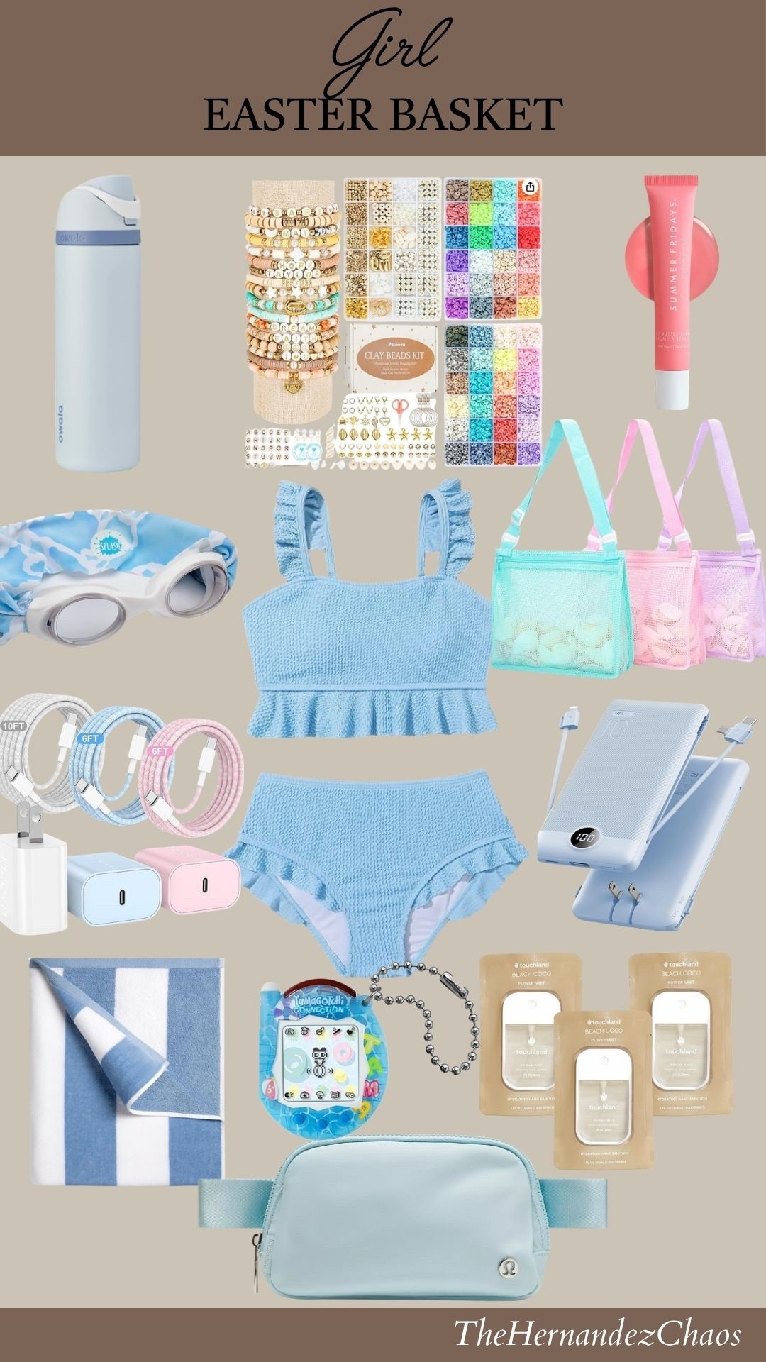 Girl Easter basket gift ideas! 

#easter #easterbasket #girlgifts #girleaster #lululemon #cahrger #touchland #summerfriday #swimsuit #beach #summeressentials 
