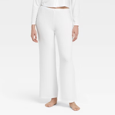 Women's Pointelle Pajama Pants - Auden™ White S | Target