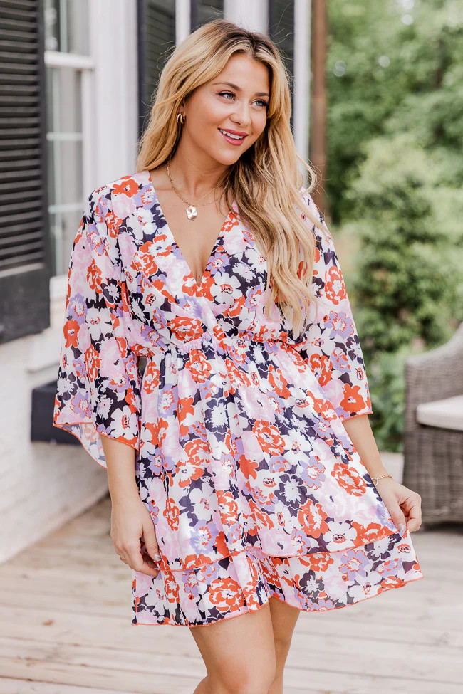 See You Soon Navy Floral Printed Mini Dress | Pink Lily