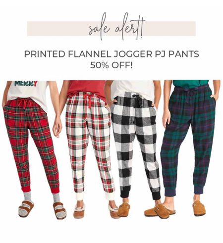 Holiday flannel jogger pajama pants on sale! 50% off! 

#holidaypjs #christmaspajamas 

#LTKSeasonal #LTKHoliday #LTKsalealert