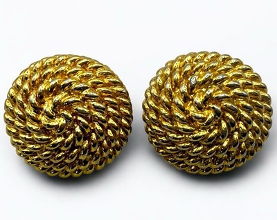 Vintage 90’s Monet Gold Tone Swirl Rope Circle Earrings Pierced | eBay US