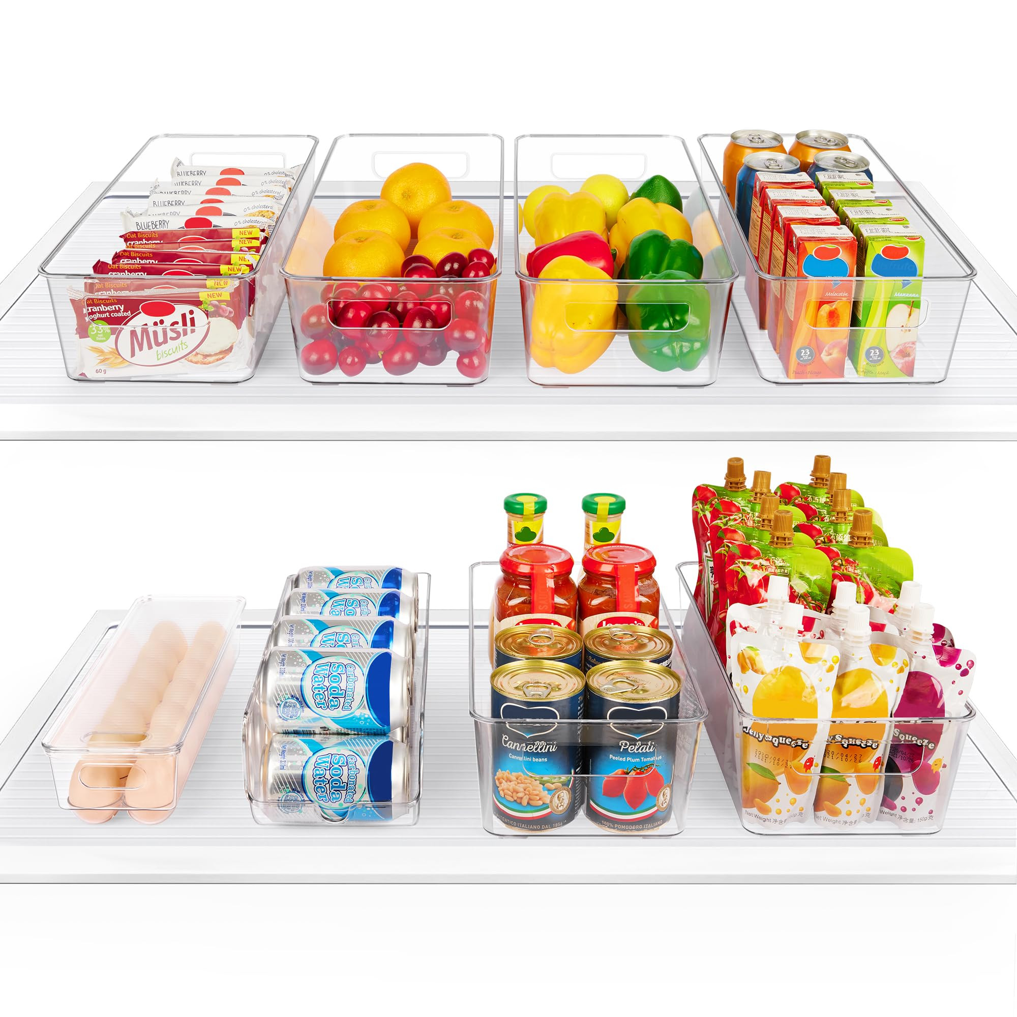 Vtopmart Set of 8 Fridge Organizer, Refrigerator Organizer Bins with Handles, Freezer Organizer C... | Amazon (US)