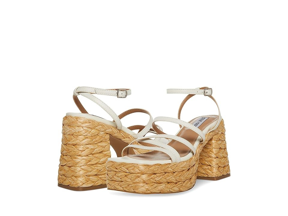 Steve Madden Belise Wedge Sandal (White Leather) Women's Shoes | Zappos