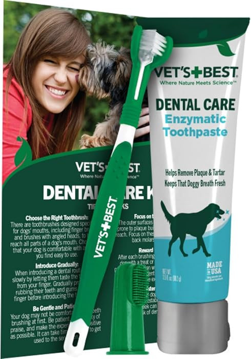 Vet's Best Dog Toothpaste & Dog Toothbrush, Dental Kit, Plaque Remover for Teeth, Whitens Teeth, ... | Amazon (US)