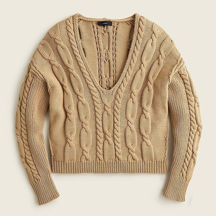 V-neck cable-knit sweater | J.Crew US